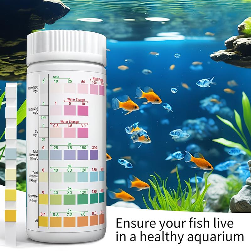 Saltwater Tank - Aquarium-Wasserteststreifen 8 in 1, breiter Testbereich,
