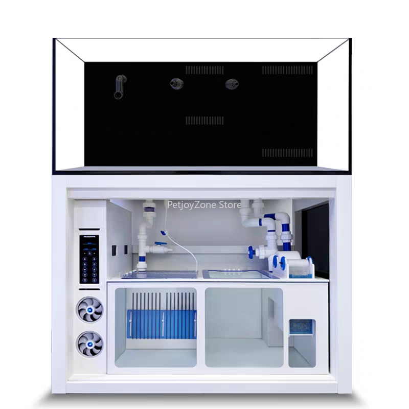 Reef Tank Filter - Luxus-Ultra-Weißglas-Salzwasseraquarium mit Bodenfilterschrank - Professionelles Korallenriff-Fischbecken