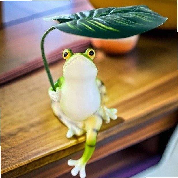 Marine Fish Tank - Kreative Regenschirm-Frosch-Gartenstatue aus Harz, Deko für