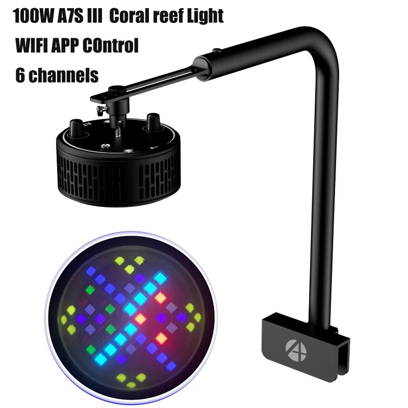 Reef Lighting - A7S III WLAN-App-Steuerung Vollspektrum-Meerwasser-LED-Aquariumbeleuchtung, Geeignet für