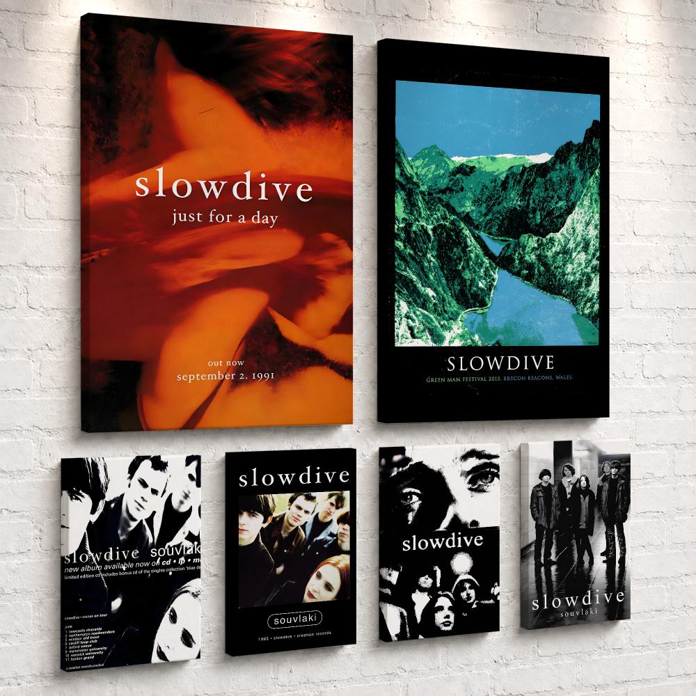 Live Rock - Rockband-Album S-Slowdive Gerahmtes Wandbild, bereit zum